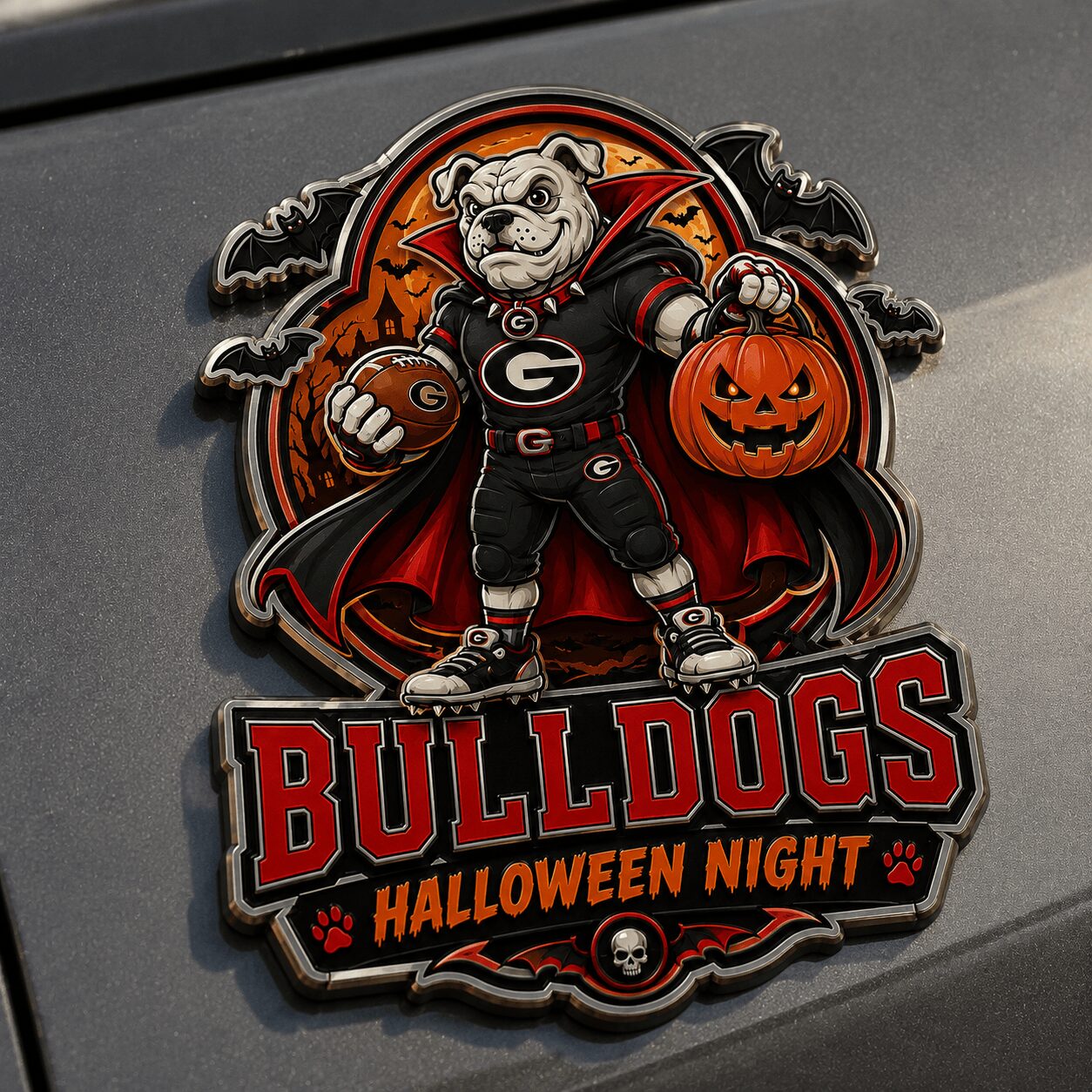 Georgia Bulldogs | Premium NCAA Halloween Edition Car Namge Badge - Image 4