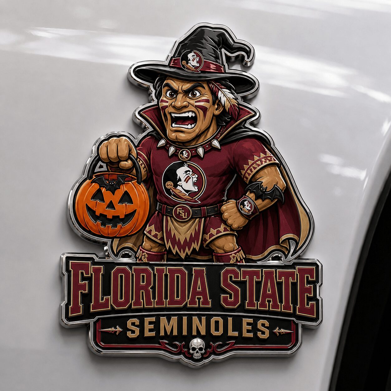 Florida State Seminoles | Premium NCAA Halloween Edition Car Namge Badge - Image 2