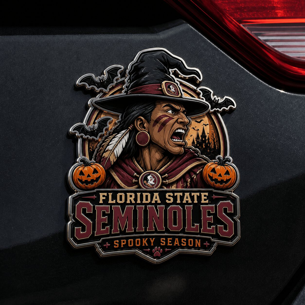 Florida State Seminoles | Premium NCAA Halloween Edition Car Namge Badge - Image 3