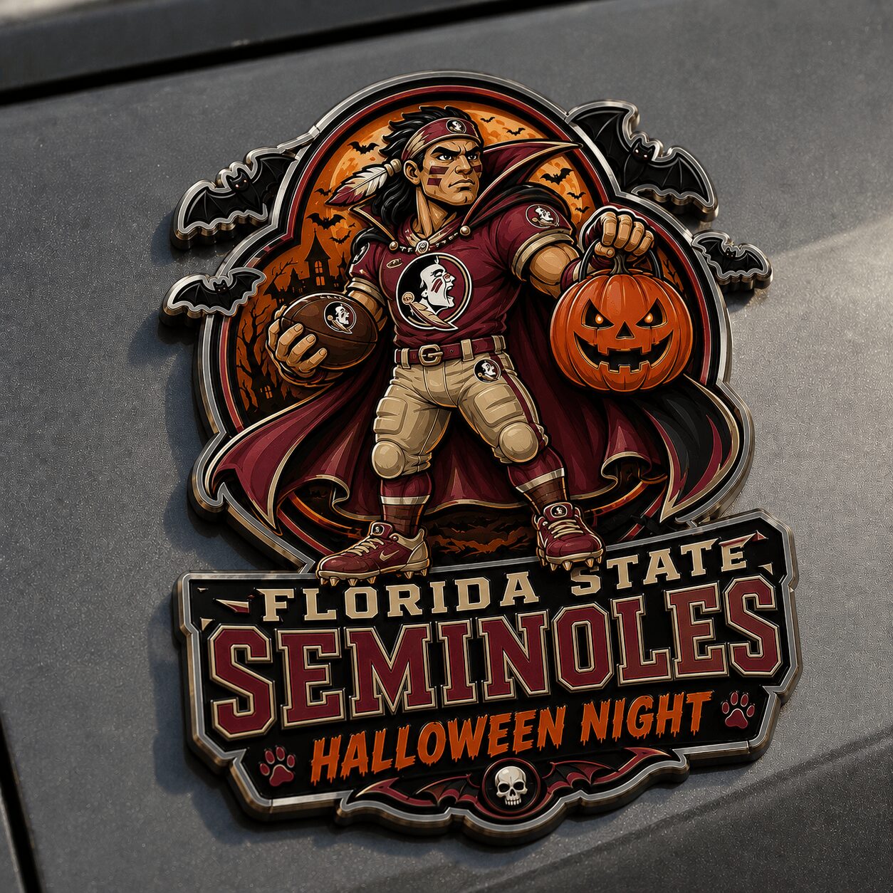 Florida State Seminoles | Premium NCAA Halloween Edition Car Namge Badge - Image 4