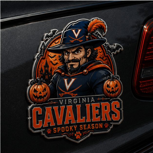 Virginia Cavaliers | Premium NCAA Halloween Edition Car Namge Badge - Image 4
