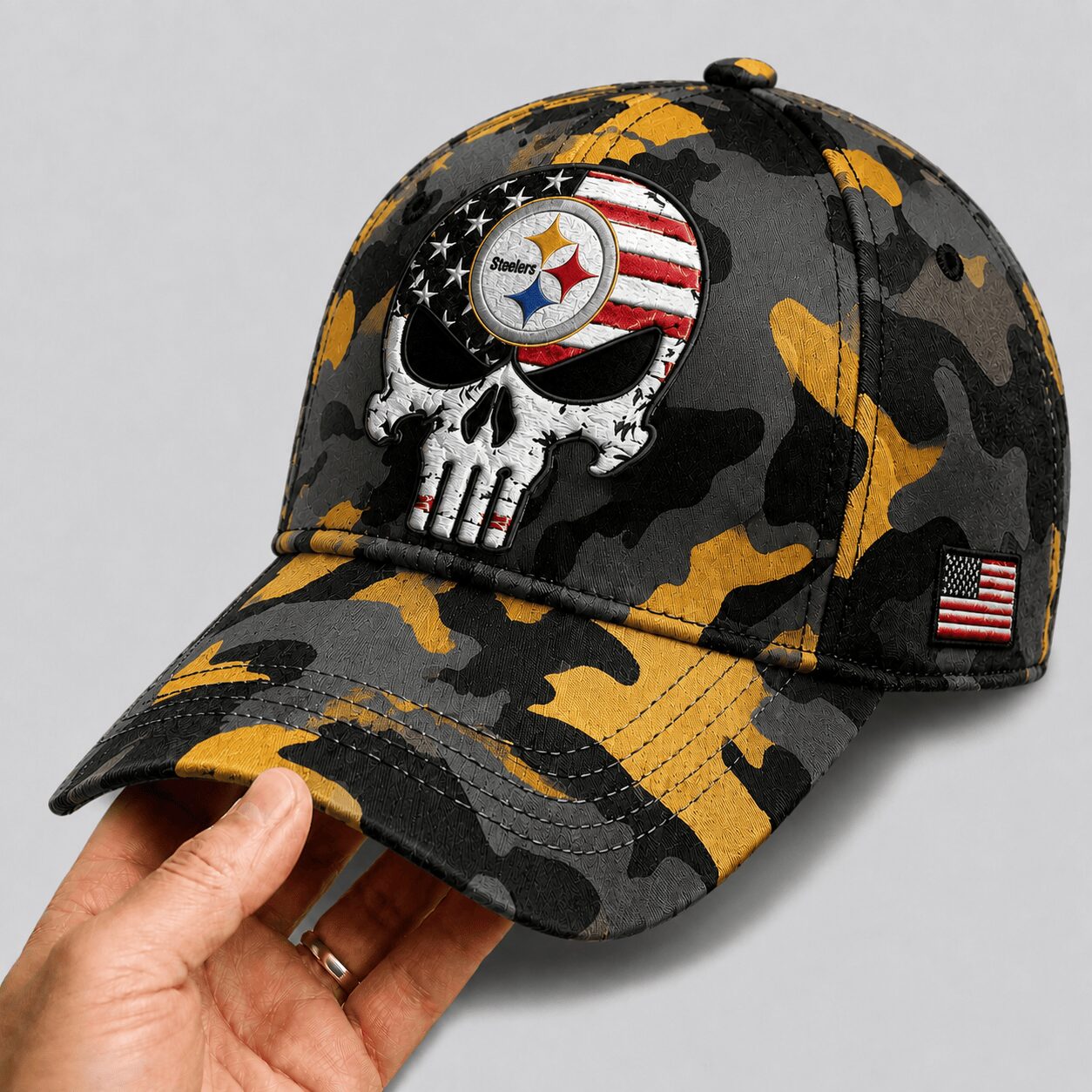 Pittsburgh Steelers | Premium NFL Skull Camo Classic Cap - Image 2