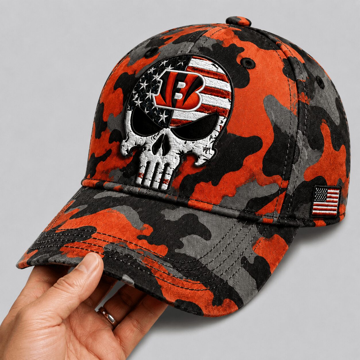 Cincinnati Bengals | Premium NFL Skull Camo Classic Cap - Image 2