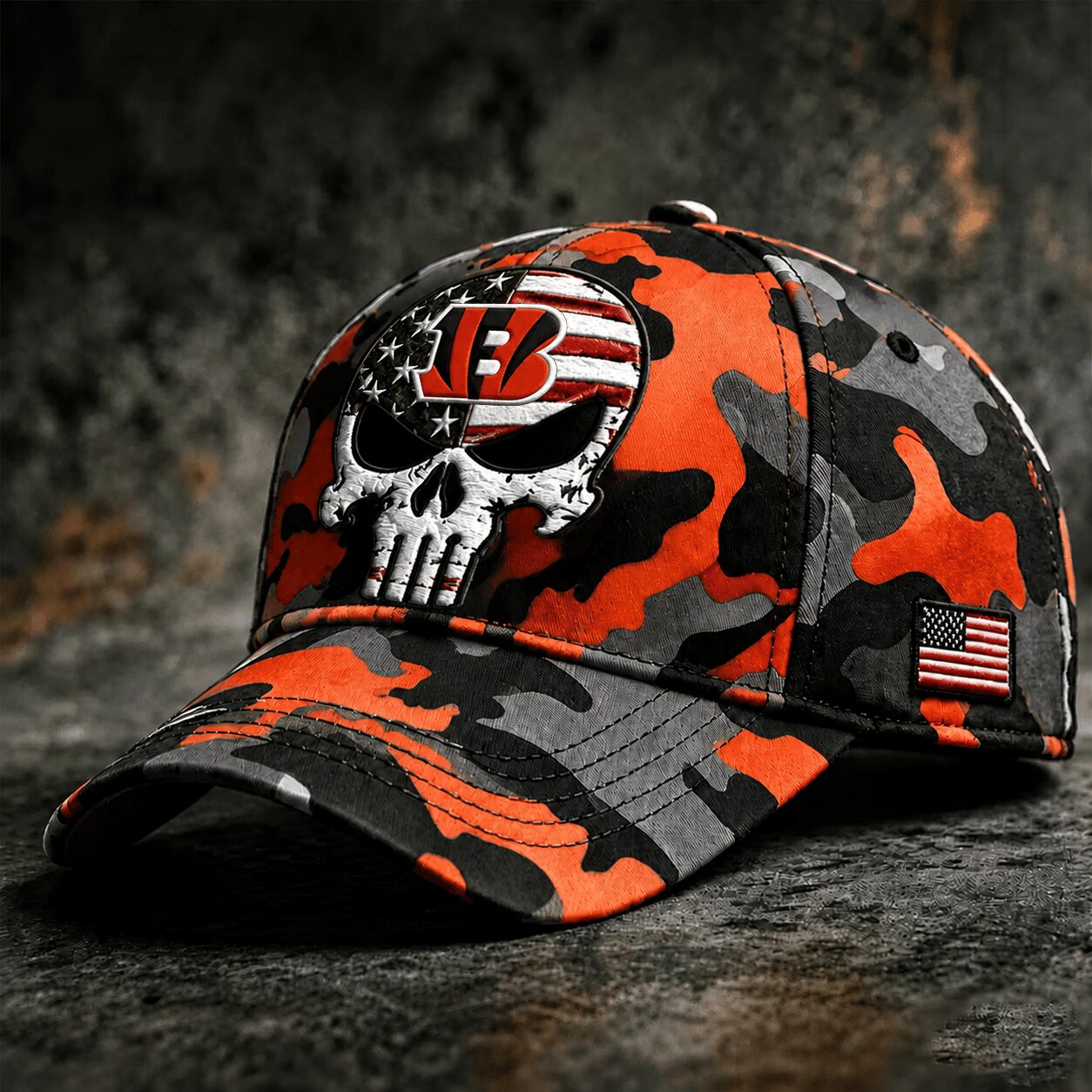 Cincinnati Bengals | Premium NFL Skull Camo Classic Cap